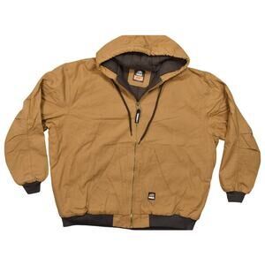 Berne Canvas Tan Hooded Heavyweight Work Jacket Men’s Size 3XL Quilted HJ51BD